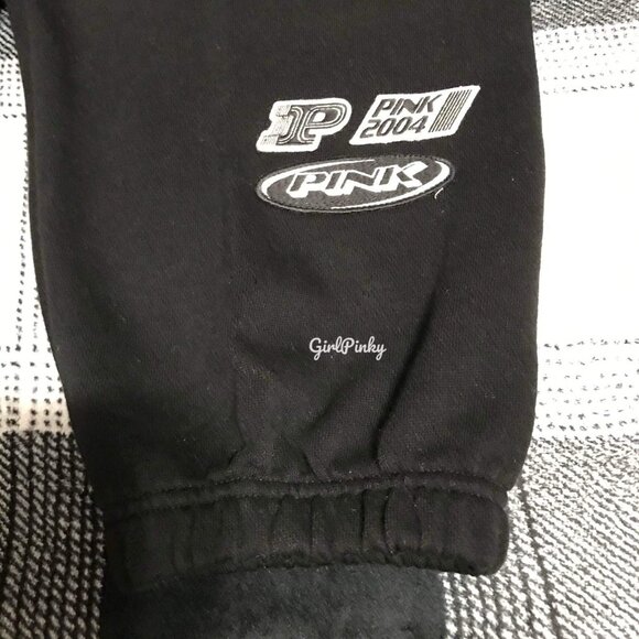 victoria secret PINK RACING sweatpants OUTFIT & FULL ZIP IN BLACK SIZE SMALL - Picture 8 of 12